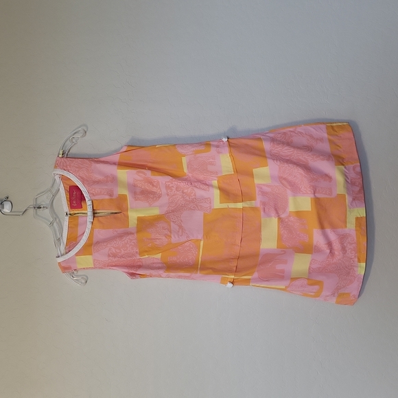 Lilly Pulitzer Jubile Patch Work Skort Shift Dress Elephant Pink Orange Size 2 - Picture 3 of 12